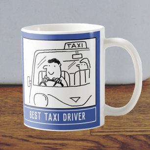 Best Taxi Driver Cartoon with Name Choice. Coffee Mug