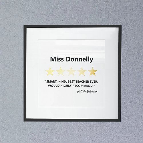 Best Teacher 5 Star Review Foil Prints