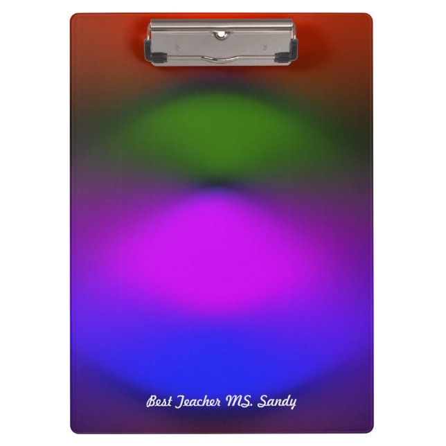 Best Teacher Add Name Blue, Purple, Green & Orange Clipboard (Front)