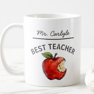 BEST TEACHER Apple Custom Name Coffee Mug