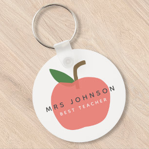 Best Teacher   Apple Cute Fun Modern Name Scandi Keychain