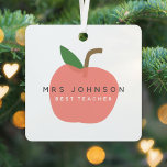 Best Teacher | Apple Cute Fun Modern Name Scandi Metal Ornament