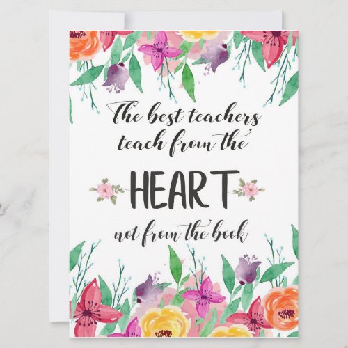 Best teacher Appreciation quote Thank you gift Card