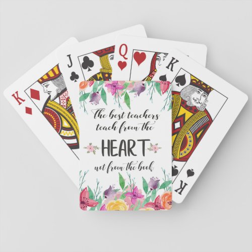 Best teacher Appreciation quote Thank you gift Playing Cards