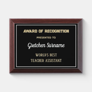 Best Teacher Assistant Award Plaque
