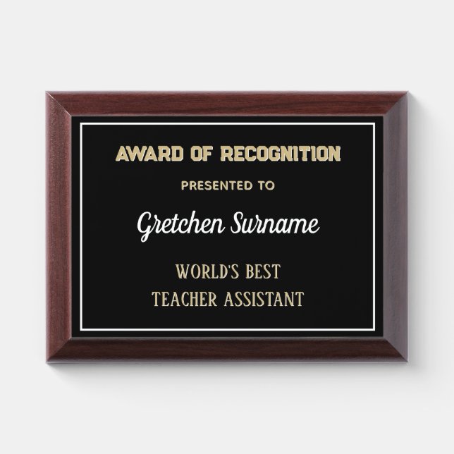 Best Teacher Assistant Award Plaque (Horizontal)