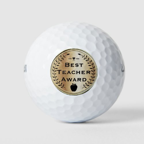 Best Teacher Award Gold and Black Golf Balls