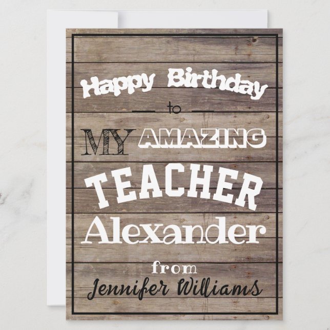 Best Teacher Birthday card for him custom (Front)