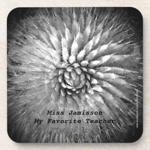 Best Teacher Black and White B&W Abstract Name Beverage Coaster