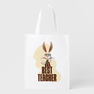 Best Teacher Bunny Rabbit Classroom Humor Grocery Bag