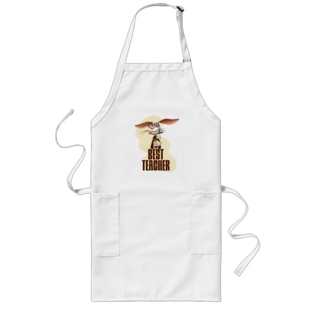 Best Teacher Bunny Rabbit Classroom Humor Long Apron (Front)