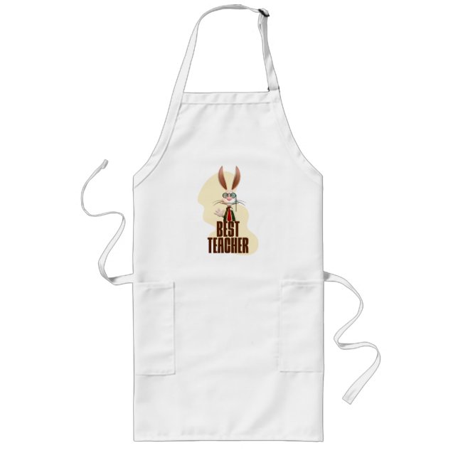 Best Teacher Bunny Rabbit Classroom Humor Long Apron (Front)