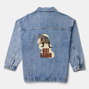 Best Teacher Dinosaur Classroom Humor Denim Jacket