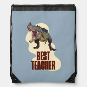 Best Teacher Dinosaur Classroom Humor Drawstring Bag