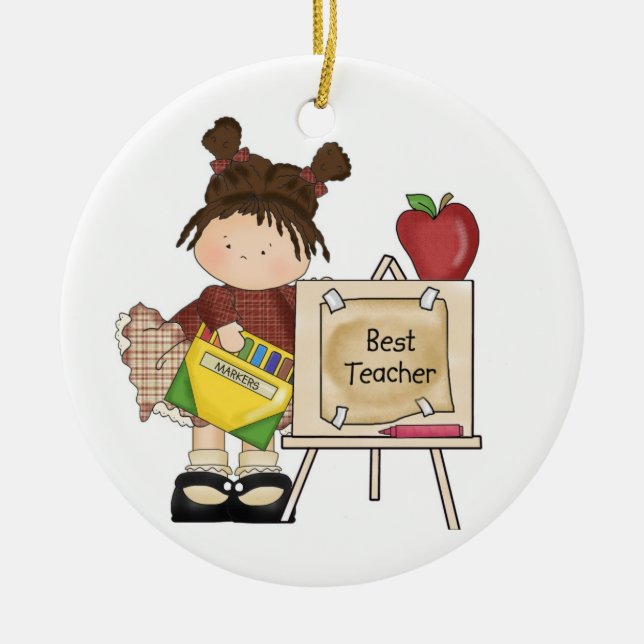 Best Teacher Easel Ceramic Ornament (Front)