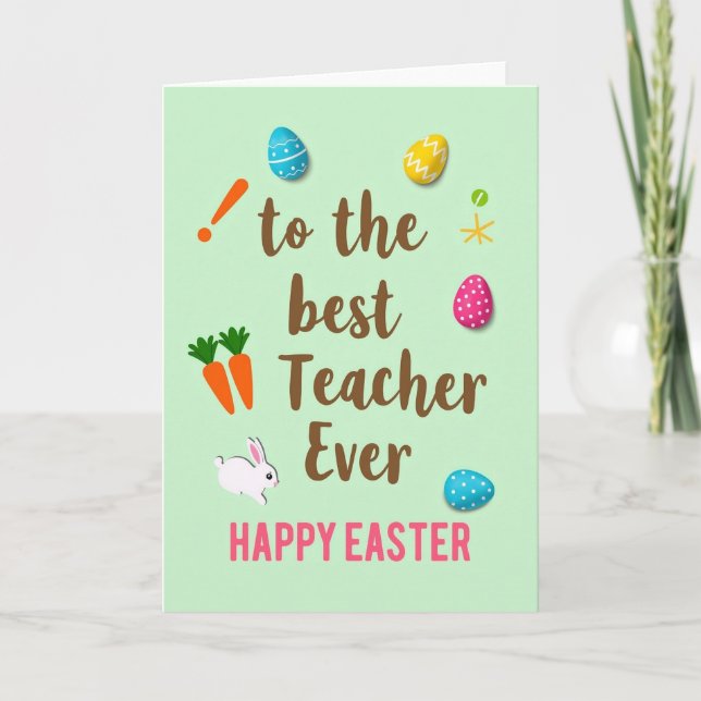 Best Teacher Easter Pattern Card (Front)