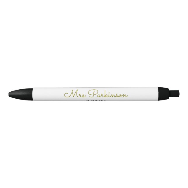 Best teacher ever add name date year simple school pen (Front)