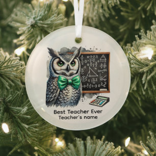 Best Teacher ever add name Glass Ornament