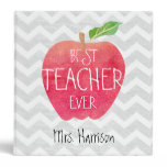 Best Teacher Ever Apple Gray Chevron Personalized 3 Ring Binder Best Teacher Ever Apple Gray Chevron Personalized 3 Ring Binder