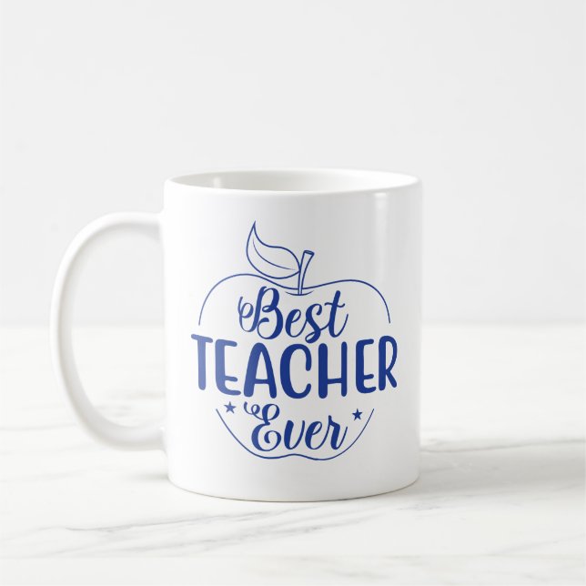 Best Teacher Ever Apple Personalized Coffee Mug (Left)