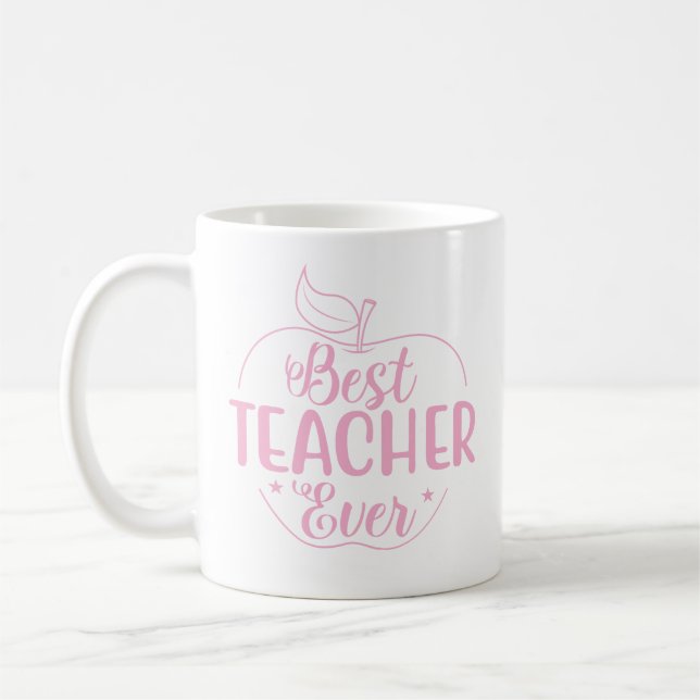Best Teacher Ever Apple Personalized Coffee Mug (Left)