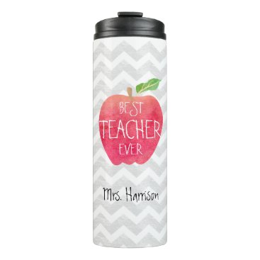 Best Teacher Ever Apple Watercolor Personalized Thermal Tumbler