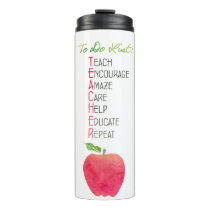 Best Teacher Ever Apple Watercolor Personalized Thermal Tumbler