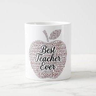 Best Teacher Ever Apple Word Art Coffee Mug