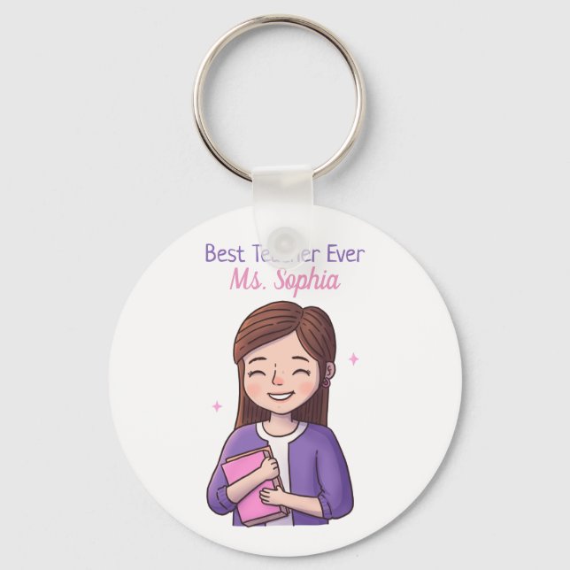 Best Teacher Ever Appreciation Personalized Keychain (Front)