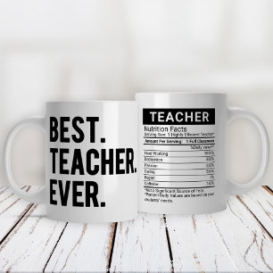 Best Teacher Ever Black + Editable Nutrition Fact, Giant Coffee Mug