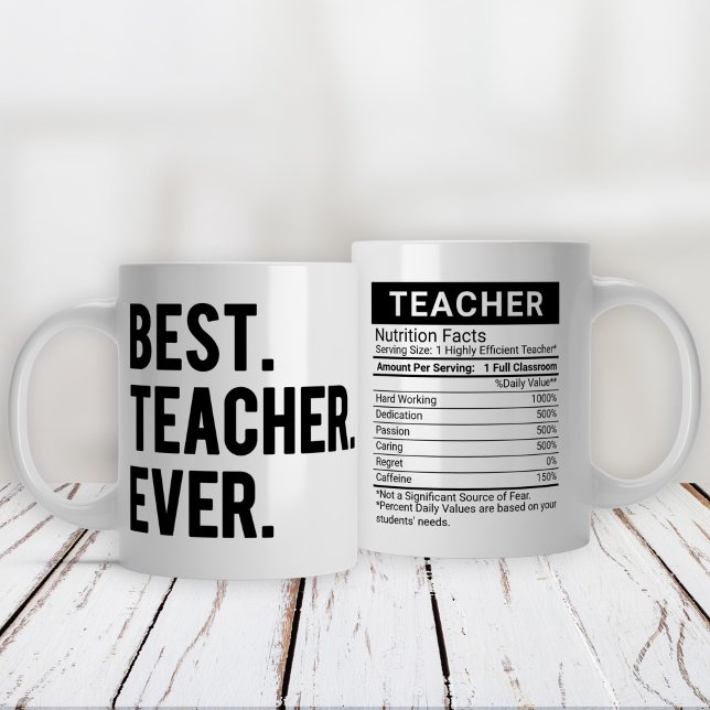 Best Teacher Ever Black + Editable Nutrition Fact, Giant Coffee Mug (Creator Uploaded)