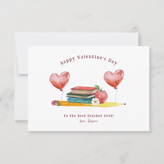Best Teacher Ever | Classroom Valentine Note Card (Front)