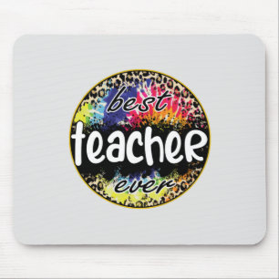 Best Teacher Ever – Colorful Leopard Print Mouse Pad