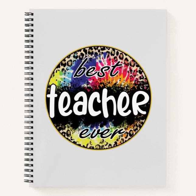Best Teacher Ever – Colorful Leopard Print Notebook (Front)
