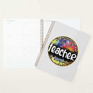 Best Teacher Ever – Colorful Leopard Print Planner