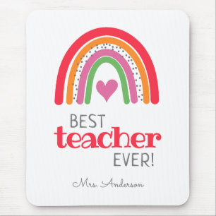 Best Teacher Ever Colorful Rainbow Mouse Pad