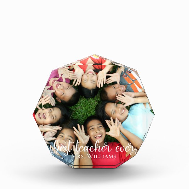 Best Teacher Ever Custom Gift from Class Photo Block (Front)