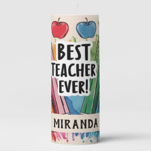 Best Teacher Ever custom Name apples/pens Candle
