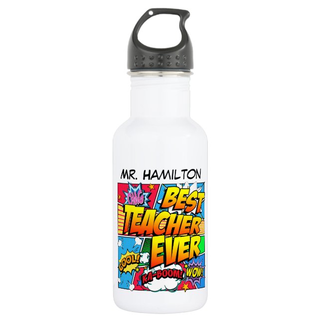 Best Teacher Ever Custom Water Bottle (Front)