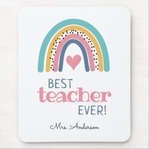 Best Teacher Ever Cute Rainbow Tote Bag Mouse Pad