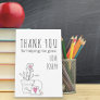 Best Teacher Ever Doodle Art Plant and Pink Heart Thank You Card