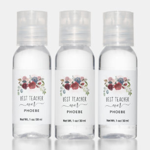 Best Teacher Ever Floral Custom Name Hand Sanitizer