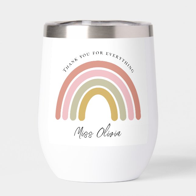 Best Teacher Ever Gift Thermal Wine Tumbler (Back)