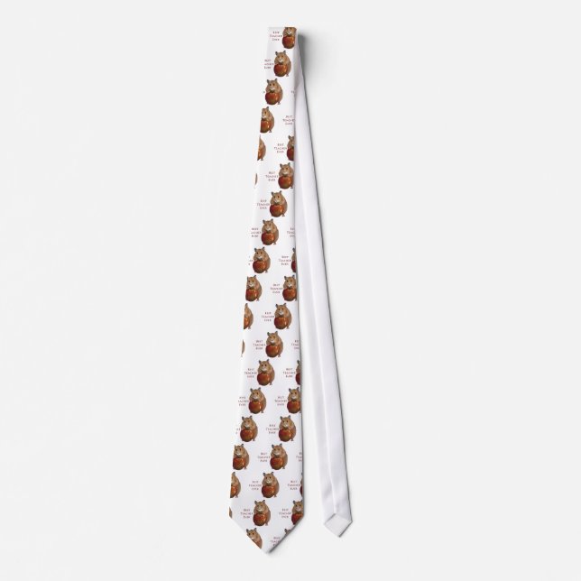 Best Teacher Ever: Hamster With Apple: Art Neck Tie (Front)