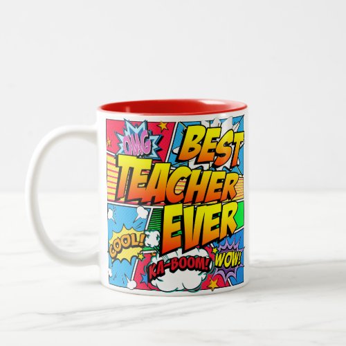 Best Teacher Ever Male Personalize Comic Book Two_Tone Coffee Mug