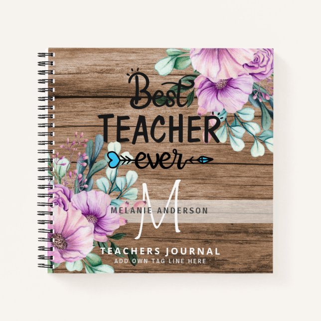 BEST TEACHER EVER Monogram Journal Thank You (Front)