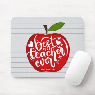 Best Teacher Ever Name Red Apple Back to School Mouse Pad