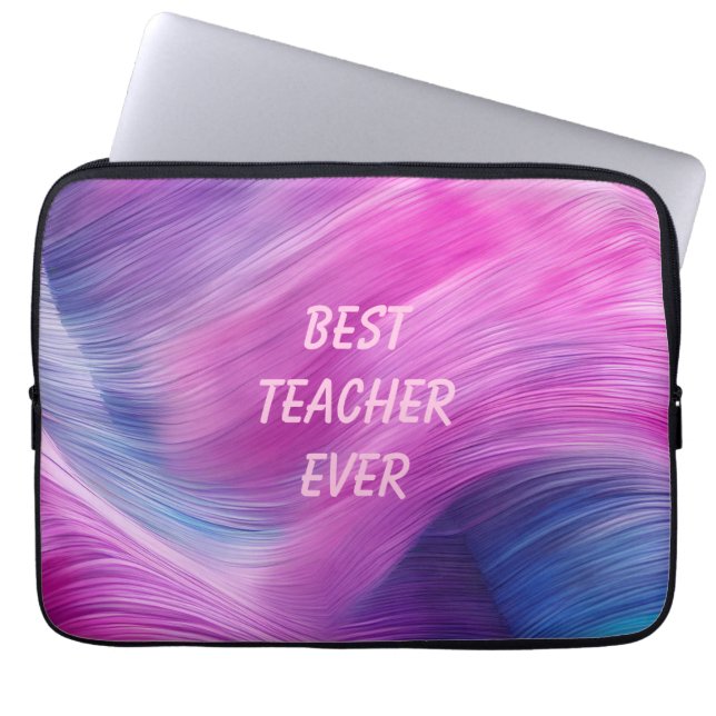 Best Teacher Ever Pastel Swirl Laptop Sleeve (Front)