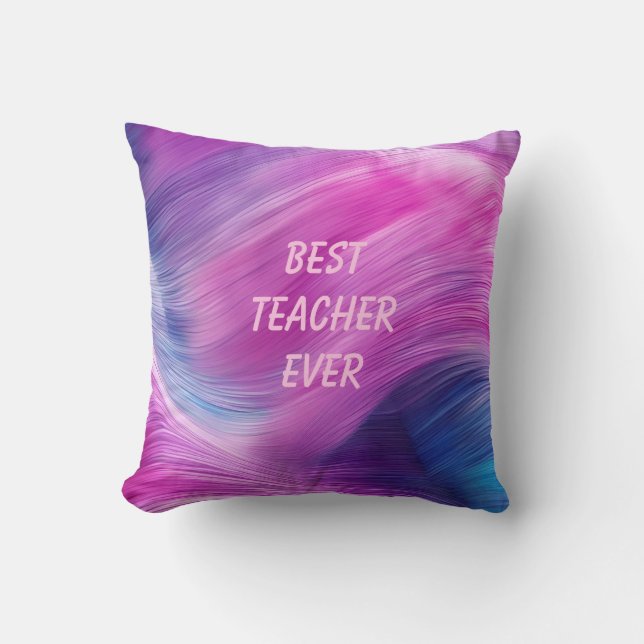 Best Teacher Ever Pastel Swirl Throw Pillow (Front)