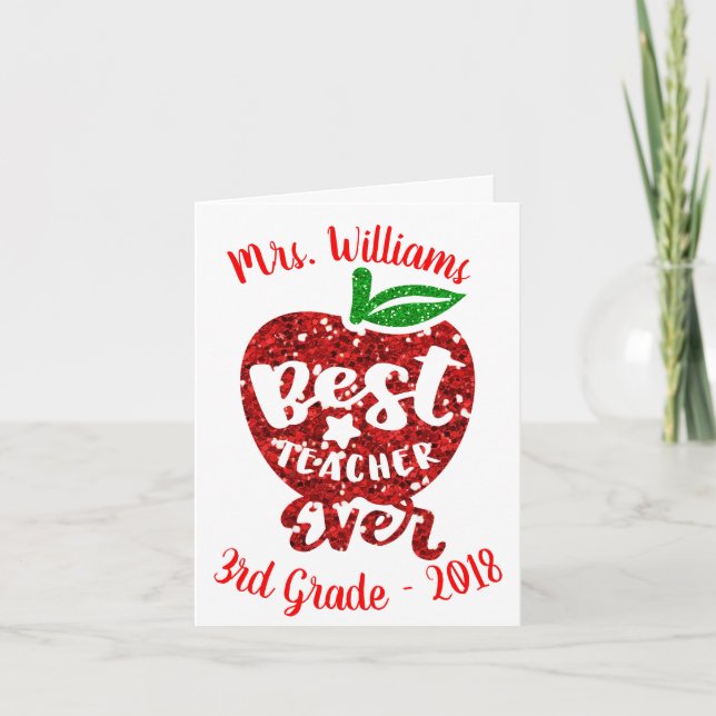Best Teacher Ever Personalized Apple Note Cards (Front)